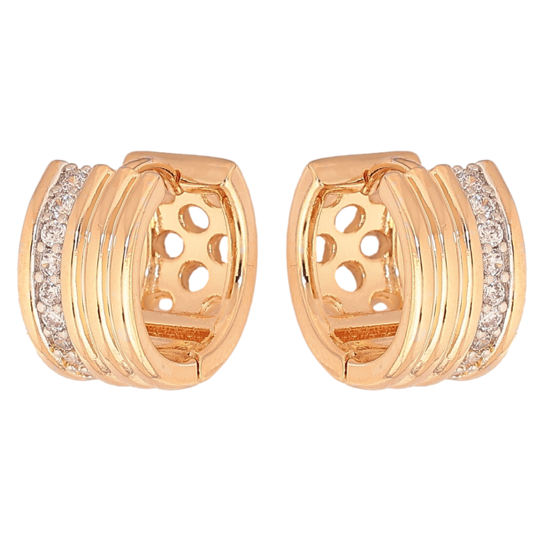 Серьги Xuping цвет Позолота 18K + Родий колечки "Узор с кристаллами" фото №15