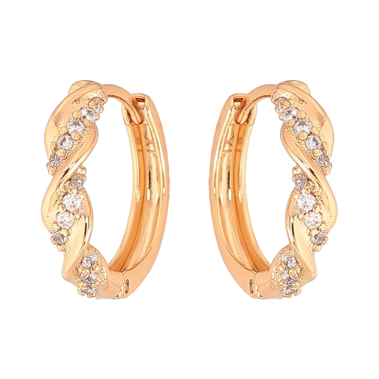 Сережки Xuping колір Позолота 18К колечка "Візерунок з кристалами" фото №13 Сережки Xuping колір Позолота 18К колечка "Візерунок з кристалами" фото №13