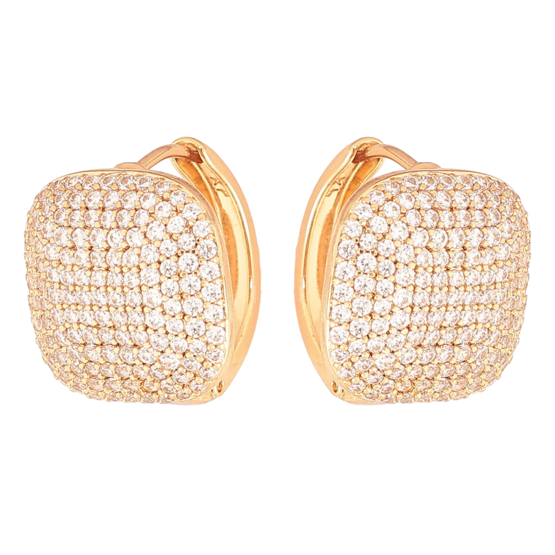 Серьги Xuping цвет Позолота 18K колечки "Инкрустация кристаллами" фото №1