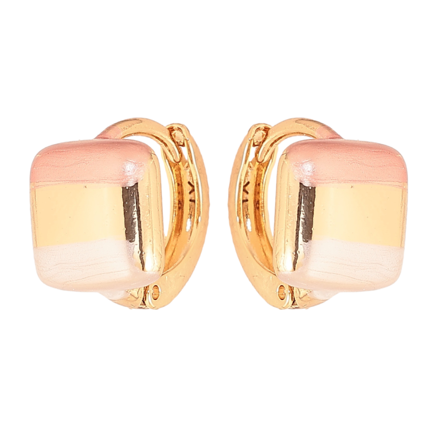 Серьги Xuping цвет Позолота 18К колечки "Узор эмалью" фото №1