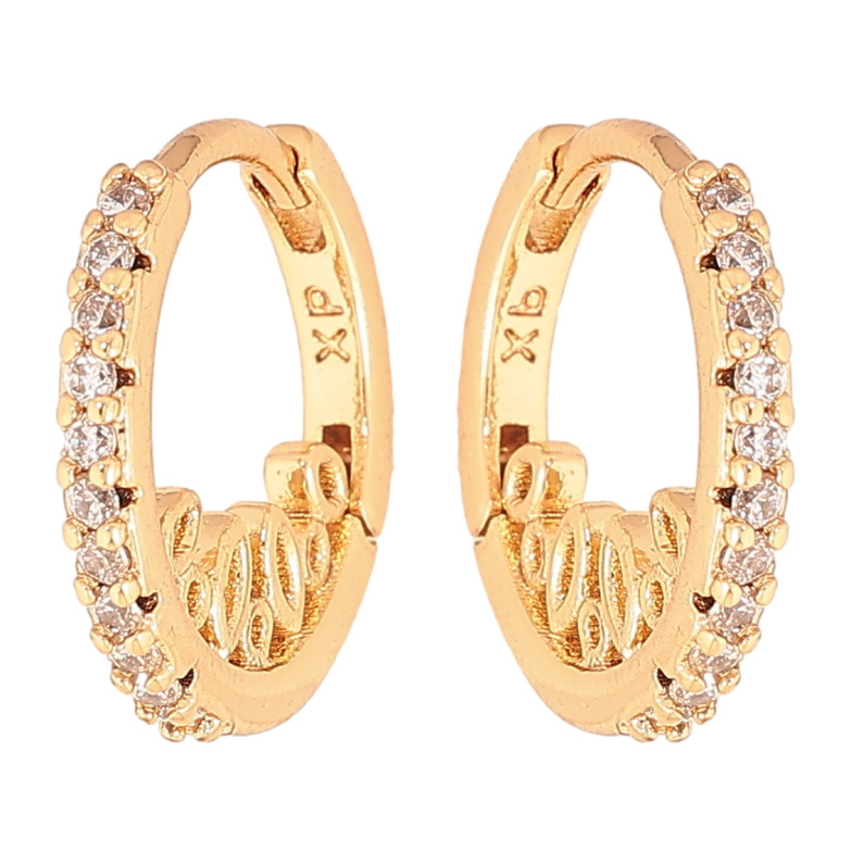 Сережки Xuping колір Позолота 18K колечка "Бічний візерунок з доріжками кристалів" фото №1