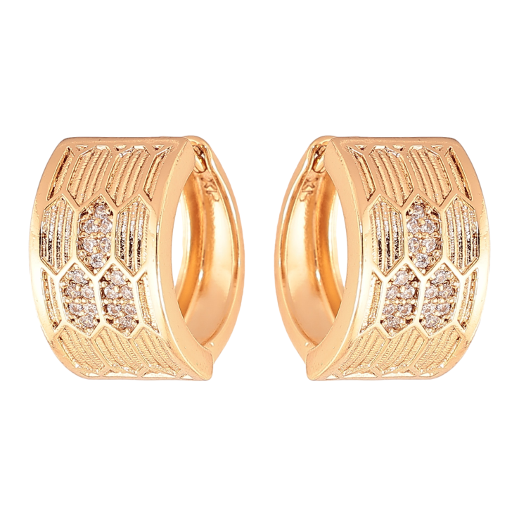 Сережки Xuping колір Позолота 18K колечка "Візерунок з кристалами" фото №19