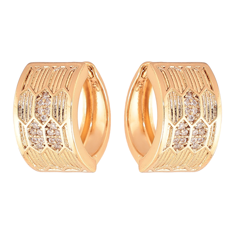 Сережки Xuping колір Позолота 18K колечка "Візерунок з кристалами" фото №1