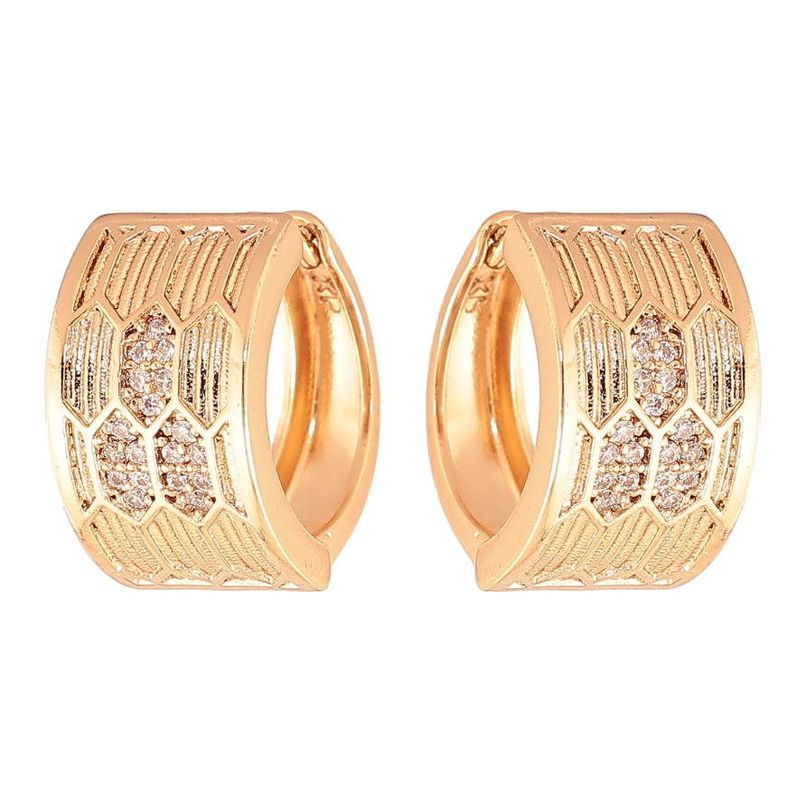 Сережки Xuping колір Позолота 18K колечка "Візерунок з кристалами" фото №1