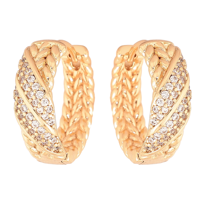 Сережки Xuping колір Позолота 18K колечка "Візерунок з кристалами" фото №1