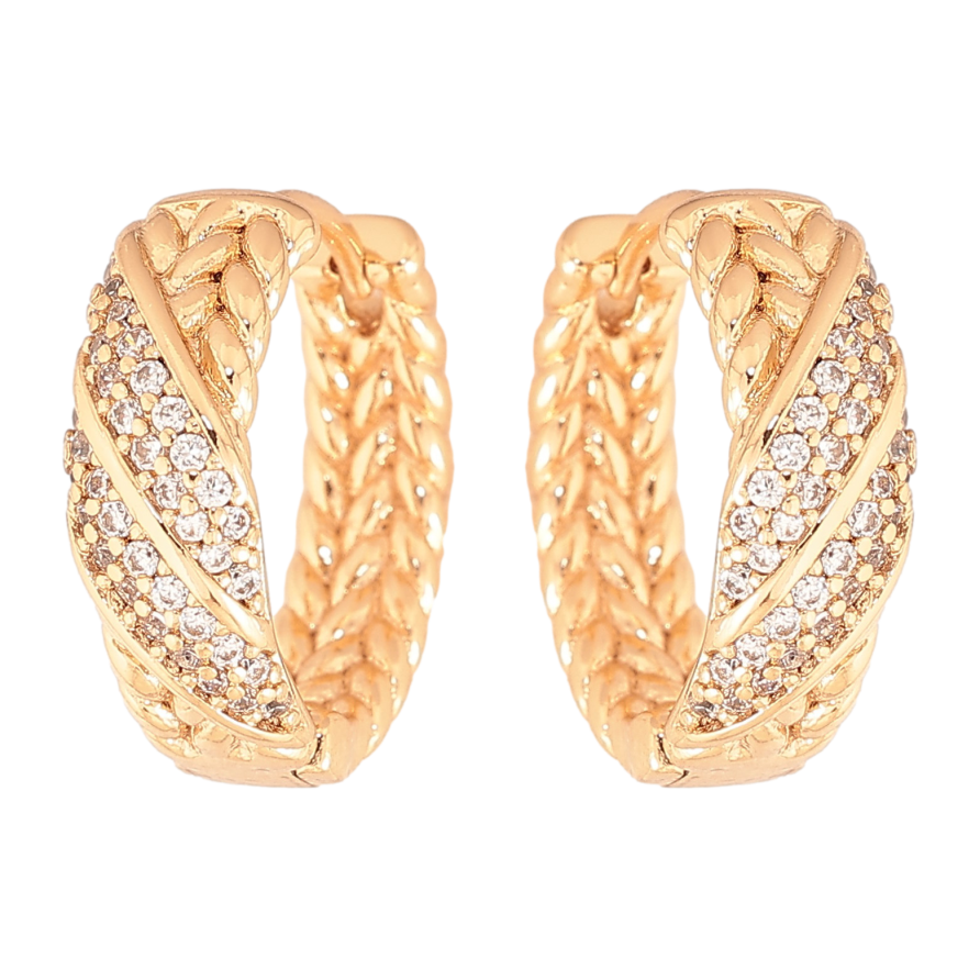 Сережки Xuping колір Позолота 18K колечка "Візерунок з кристалами" фото №1