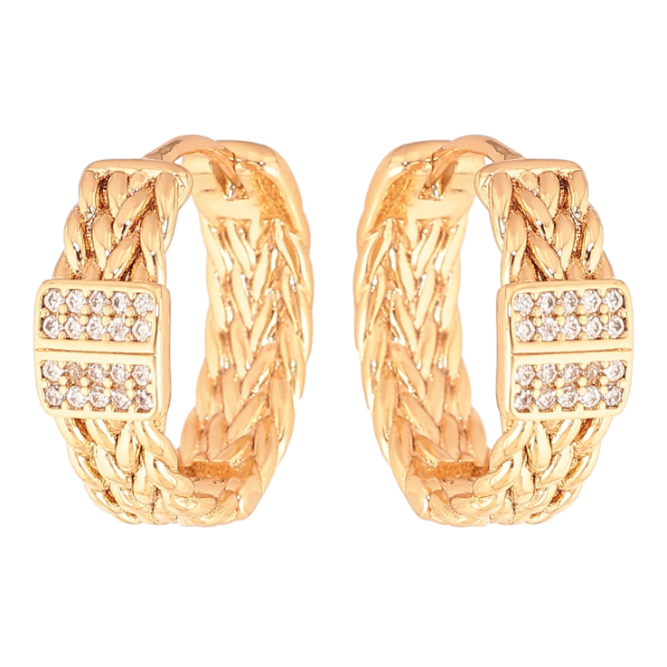 Сережки Xuping колір Позолота 18K колечка "Декоративний візерунок з кристалами" фото №12