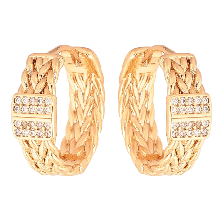 Серьги Xuping цвет Позолота 18K колечки "Декоративный узор с кристаллами" фото №1