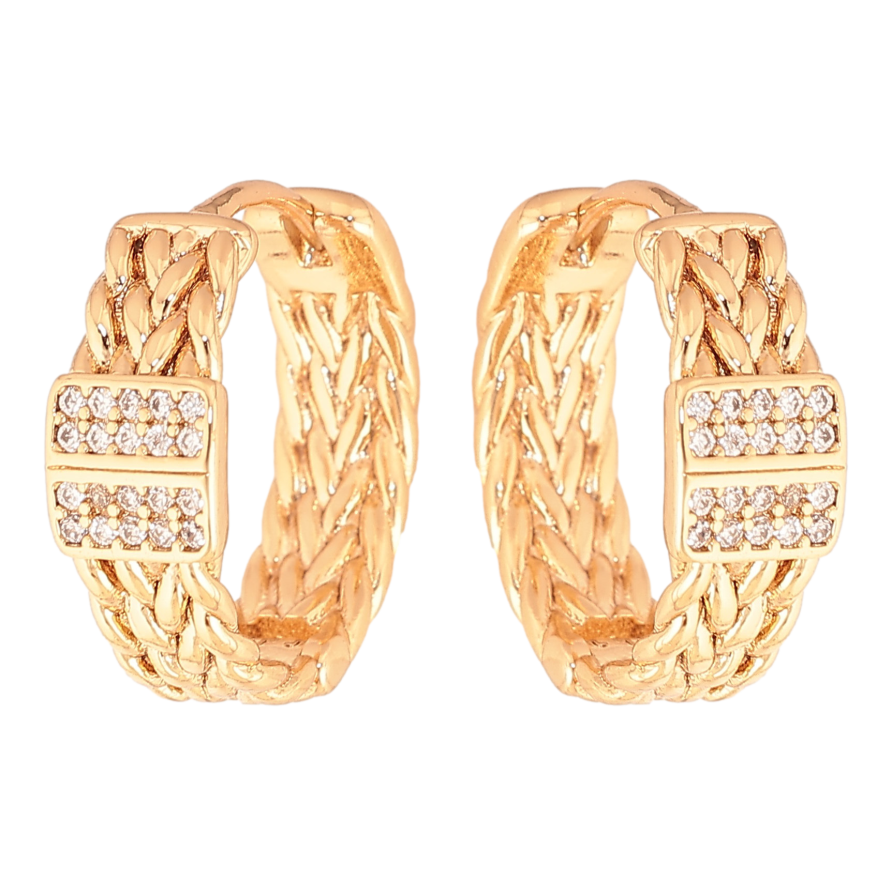 Сережки Xuping колір Позолота 18K колечка "Декоративний візерунок з кристалами" фото №1