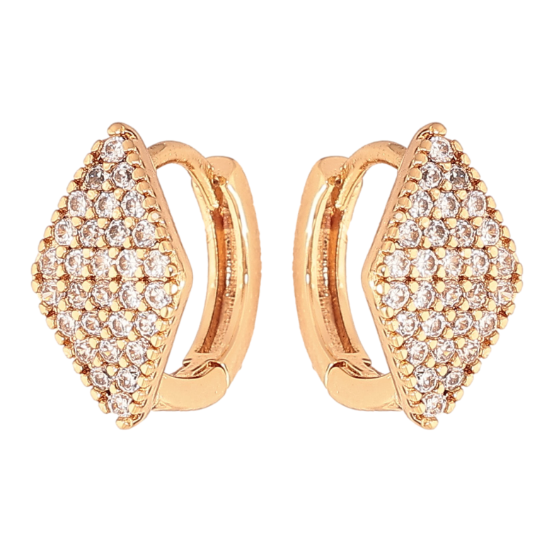 Серьги Xuping цвет Позолота 18K колечки "Ромбы с инкрустацией кристаллами" фото №1