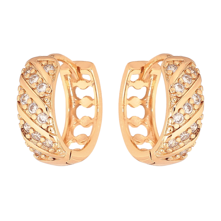 Сережки Xuping колір Позолота 18К колечка "Візерунок з кристалами" фото №18