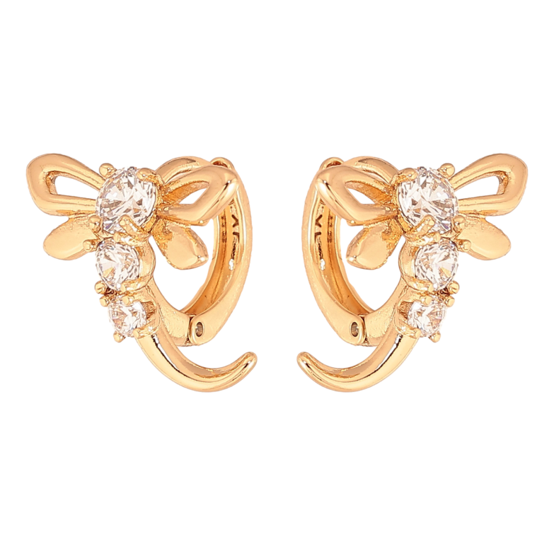 Сережки Xuping колір Позолота 18К колечка "Стрекози з кристалами" фото №5