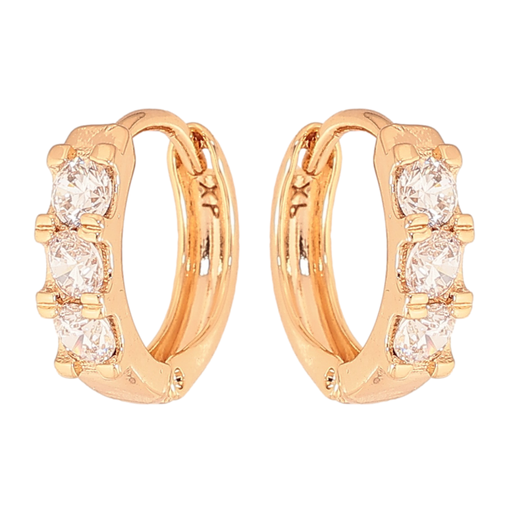 Сережки Xuping колір Позолота 18К колечка "Доріжки кристалів" фото №24