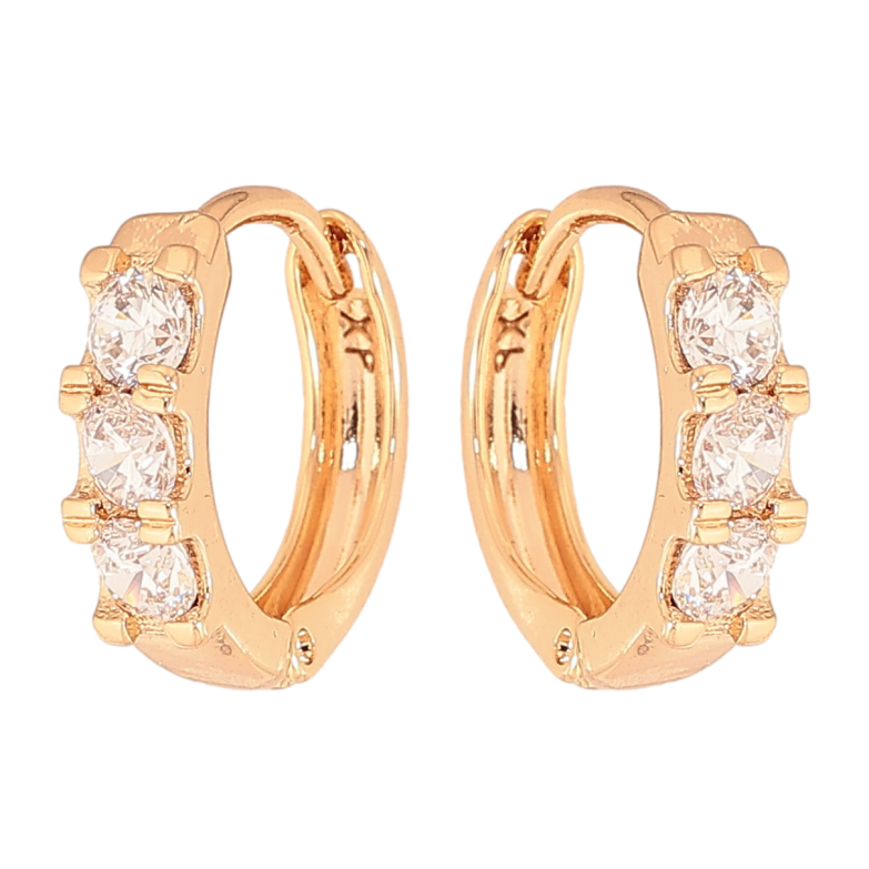 Сережки Xuping колір Позолота 18К колечка "Доріжки кристалів" фото №1