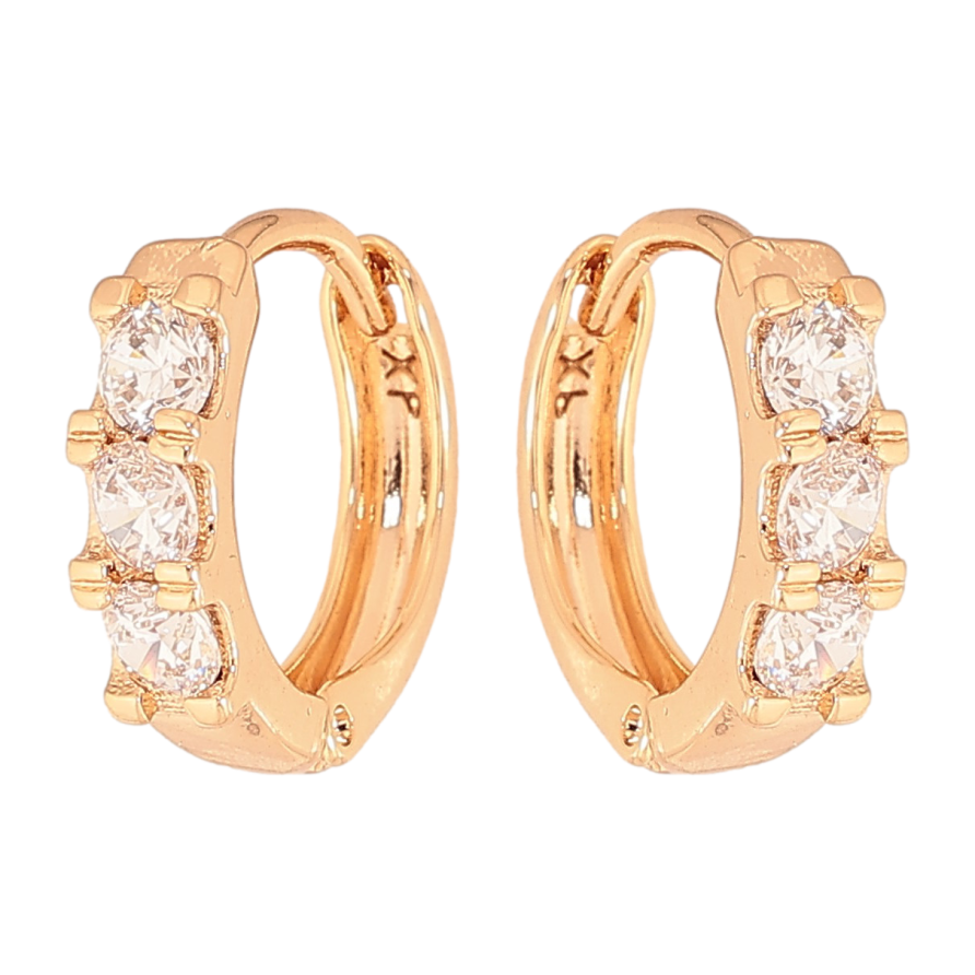 Сережки Xuping колір Позолота 18К колечка "Доріжки кристалів" фото №1