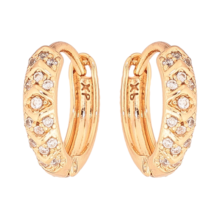 Серьги Xuping цвет Позолота 18К колечки "Узор с кристаллами" фото №11