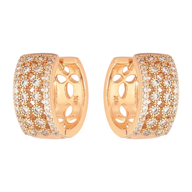 Сережки Xuping колір Позолота 18К колечка "Інкрустація кристалами" фото №7 Сережки Xuping колір Позолота 18К колечка "Інкрустація кристалами" фото №7