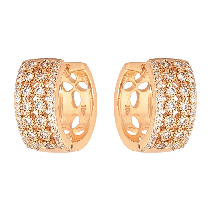 Серьги Xuping цвет Позолота 18К колечки "Инкрустация кристаллами" фото №1 Серьги Xuping цвет Позолота 18К колечки "Инкрустация кристаллами" фото №1