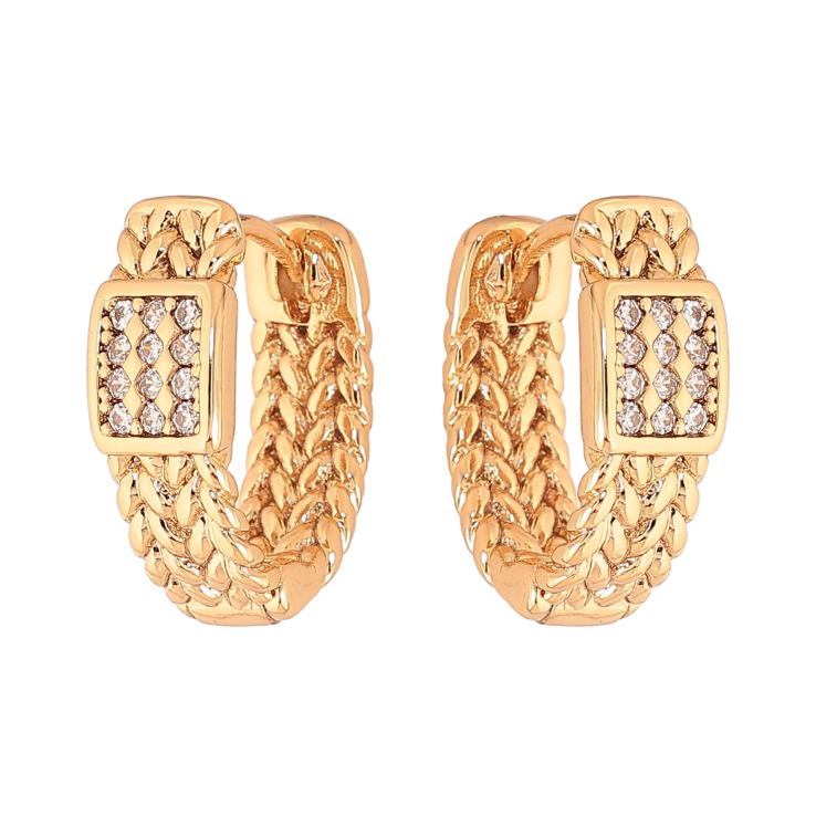 Серьги Xuping цвет Позолота 18К колечки "Узор с кристаллами" фото №22