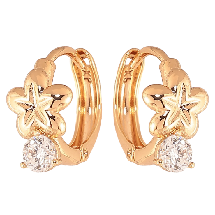 Сережки Xuping колір Позолота 18K колечка "Квіточки з кристалами" фото №25