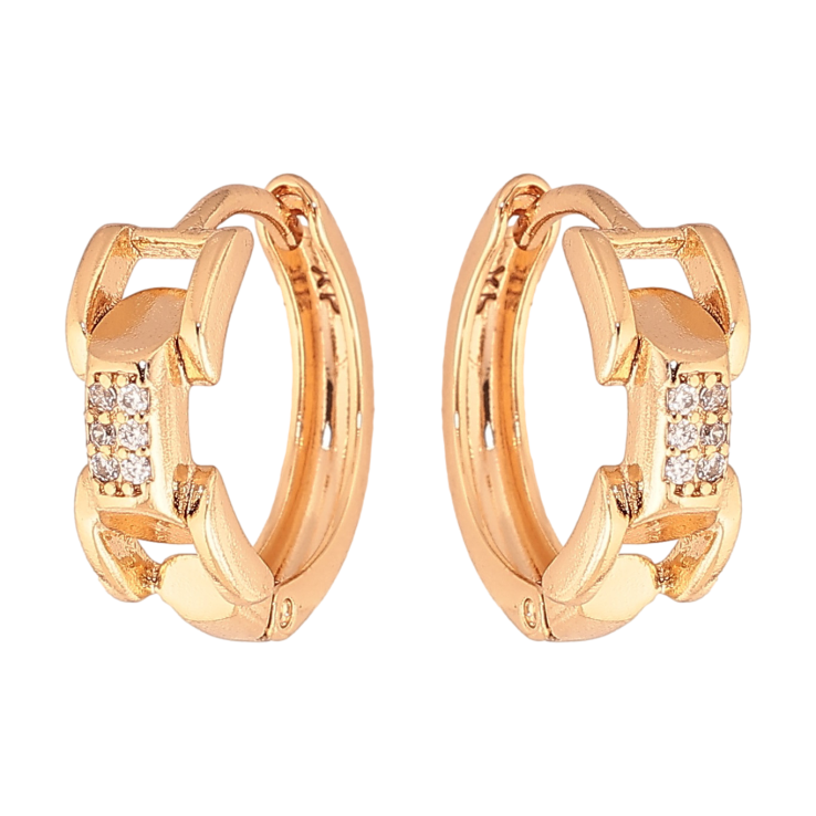 Сережки Xuping колір Позолота 18K колечка "Візерунок з кристалами" фото №2