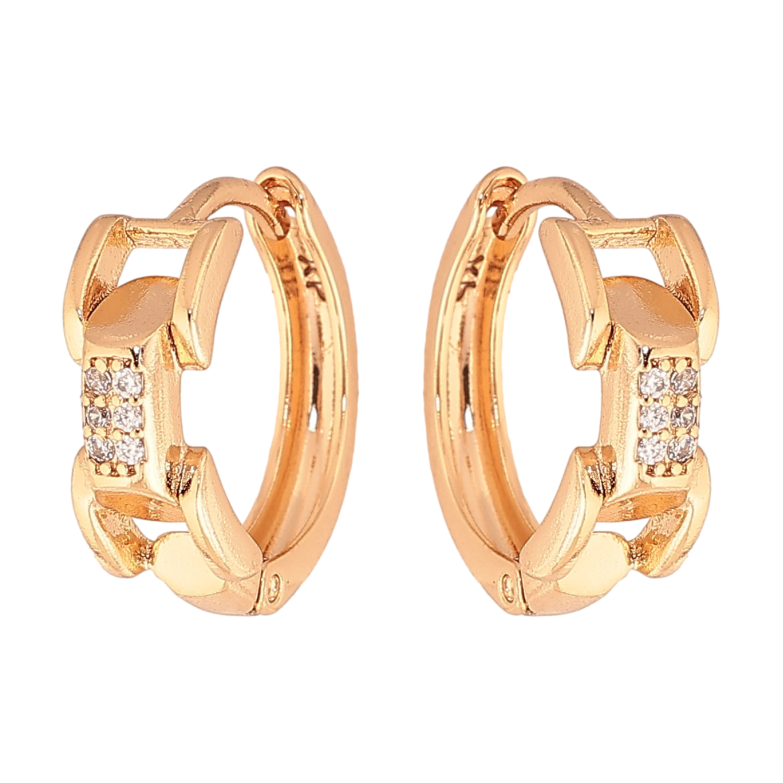 Сережки Xuping колір Позолота 18K колечка "Візерунок з кристалами" фото №3