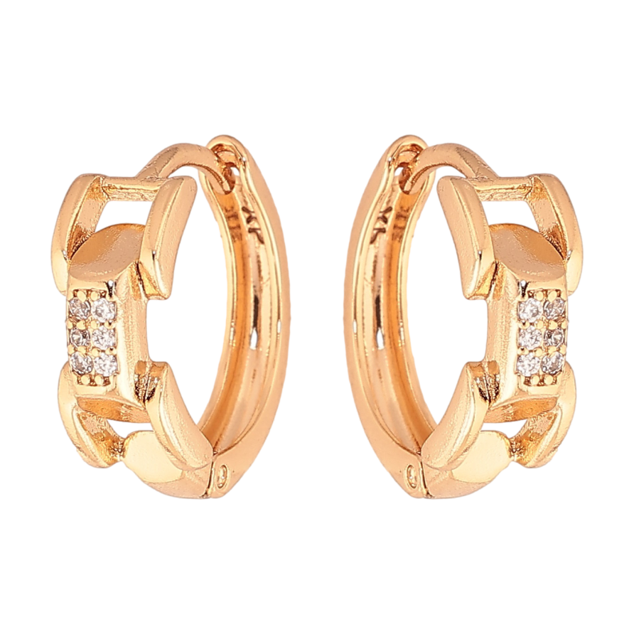 Сережки Xuping колір Позолота 18K колечка "Візерунок з кристалами" фото №1