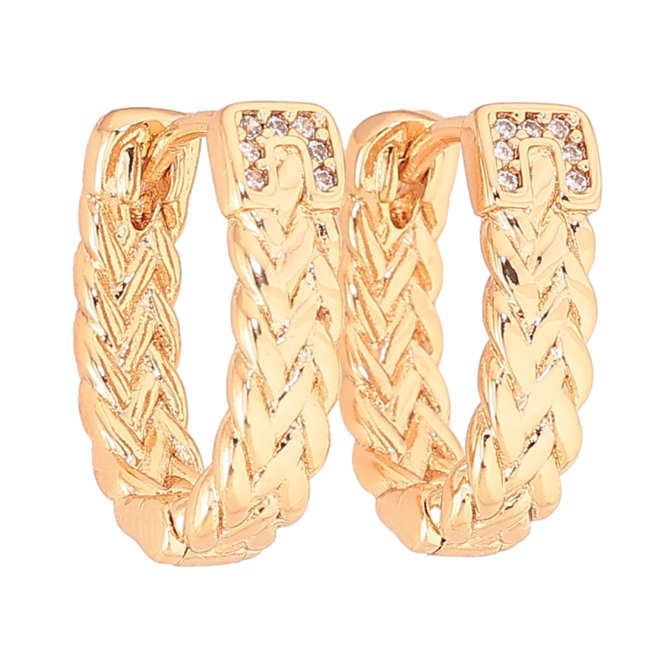 Серьги Xuping цвет Позолота 18К колечки "Декоративный узор с кристаллами" фото №8