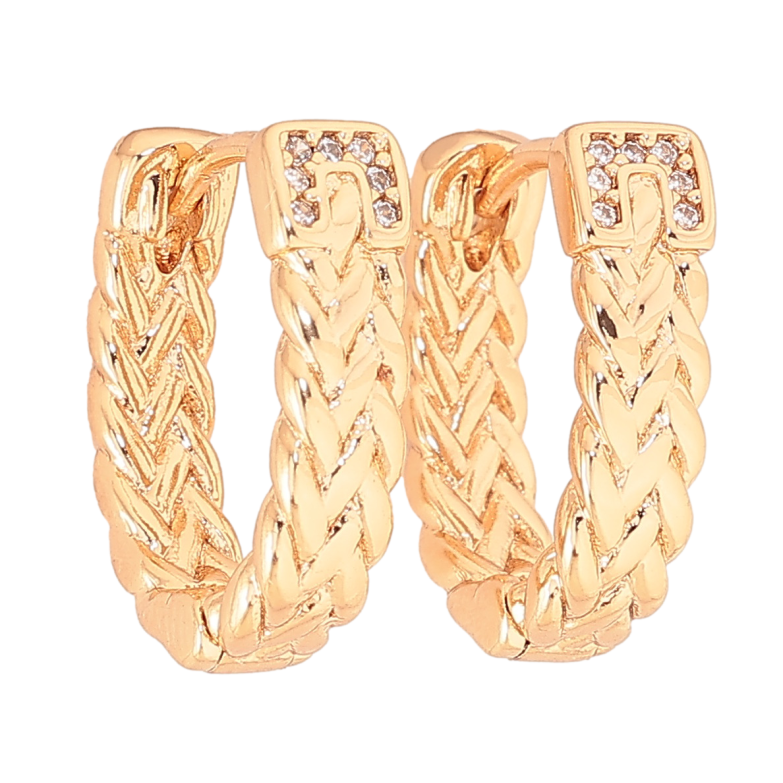 Сережки Xuping колір Позолота 18К колечка "Декоративний візерунок з кристалами" фото №1