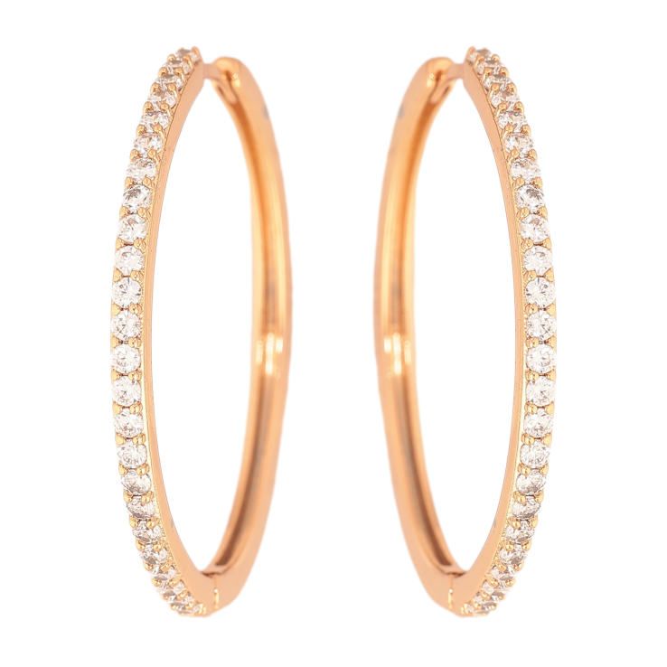 Сережки Xuping колір Позолота 18К колечка "Доріжки з кристалів" фото №14