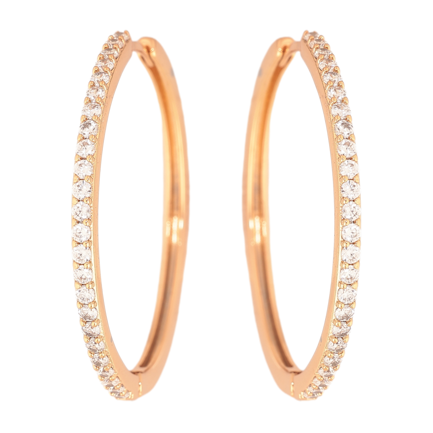 Сережки Xuping колір Позолота 18К колечка "Доріжки з кристалів" фото №1