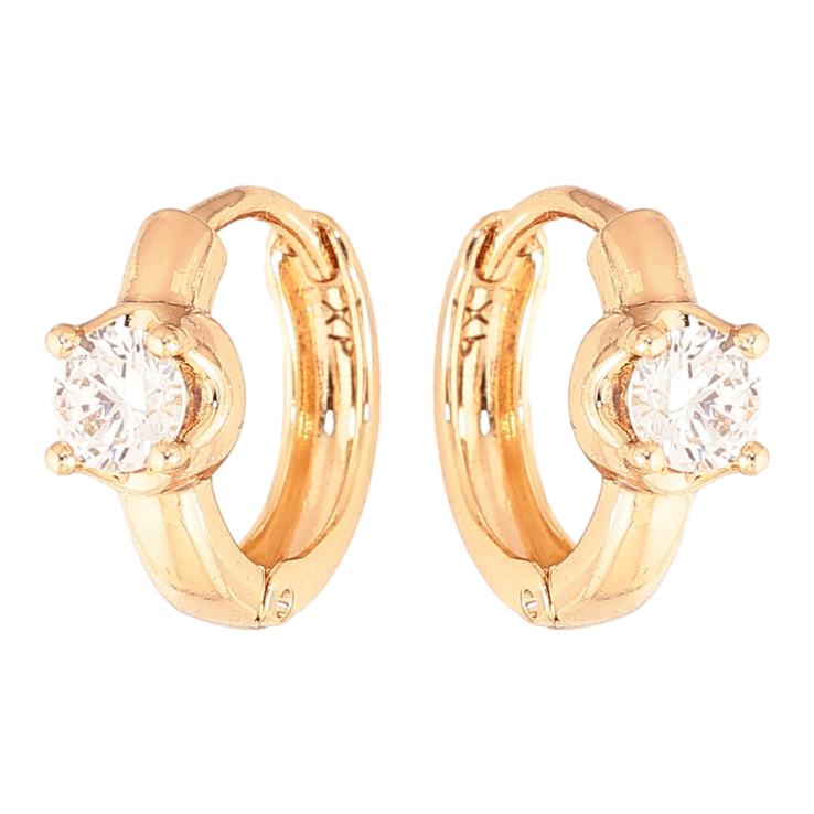 Серьги Xuping цвет Позолота 18K колечки "Вставки кристаллов" фото №3