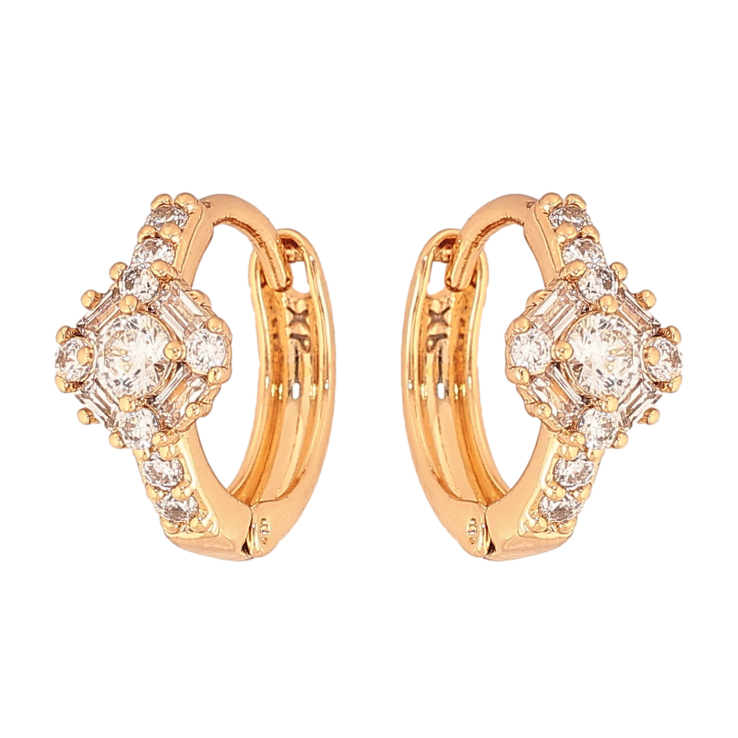 Сережки Xuping колір Позолота 18К колечка "Візерунок з кристалами" фото №9