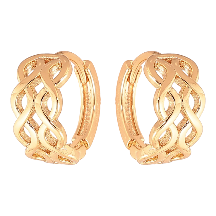 Сережки Xuping колір Позолота 18K колечка "Декоративний візерунок" фото №4