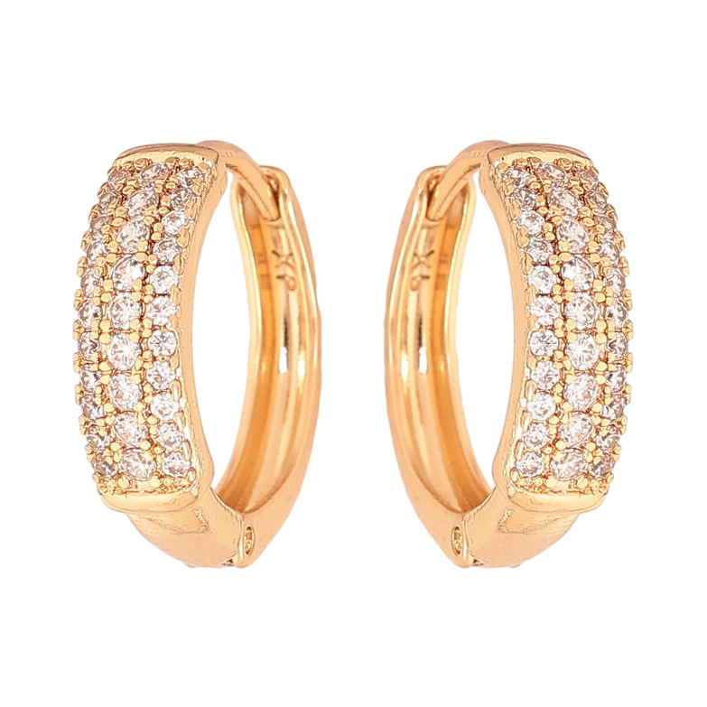 Серьги Xuping цвет Позолота 18К колечки "Инкрустация кристаллами" фото №1