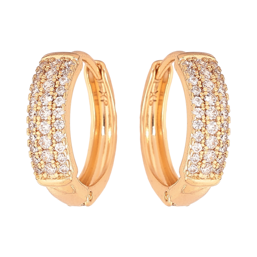 Серьги Xuping цвет Позолота 18К колечки "Инкрустация кристаллами" фото №1