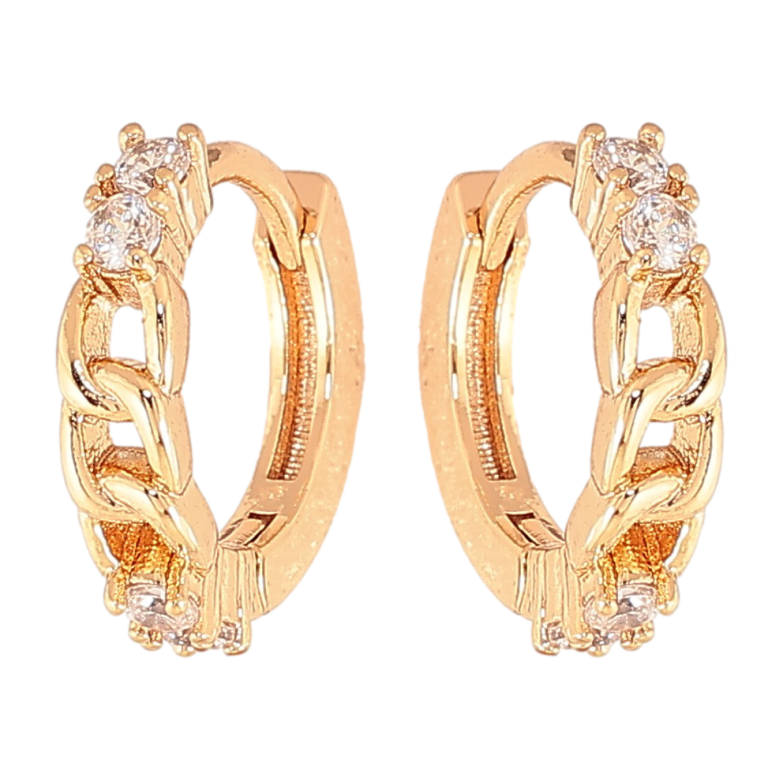 Сережки Xuping колір Позолота 18K колечка "Візерунок з кристалами" фото №1