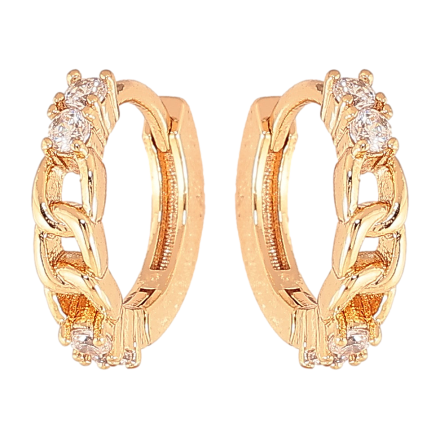 Сережки Xuping колір Позолота 18K колечка "Візерунок з кристалами" фото №1