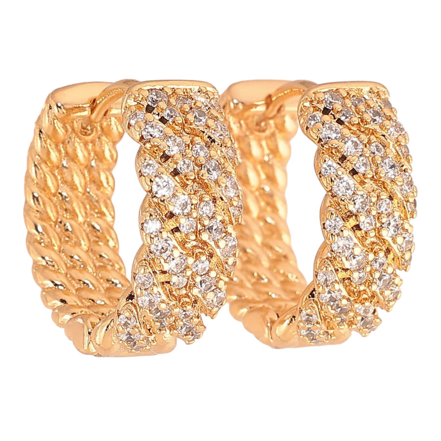 Сережки Xuping колір Позолота 18K колечка "Інкрустація кристалами" фото №1