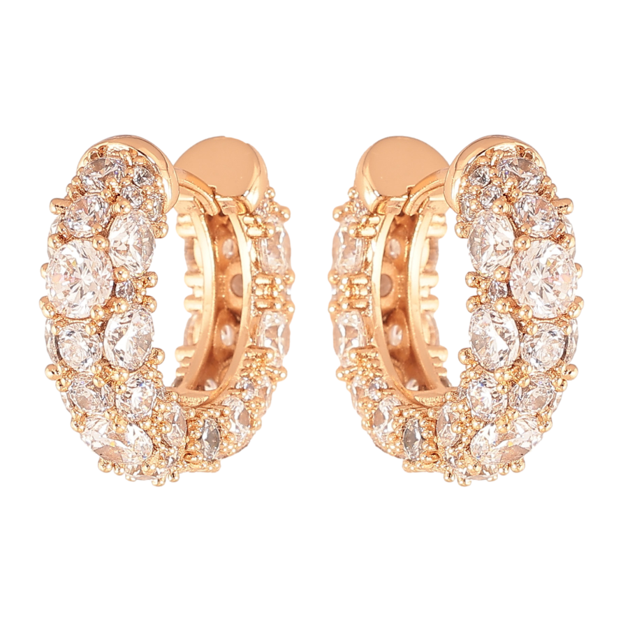 Серьги Xuping цвет Позолота 18K колечки "Инкрустация кристаллами"  фото №1