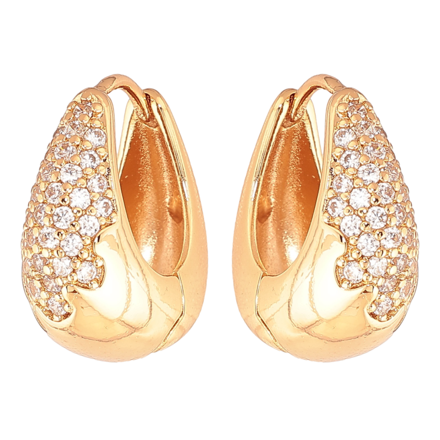 Серьги Xuping цвет Позолота 18K колечки "Инкрустация кристаллами"  фото №1