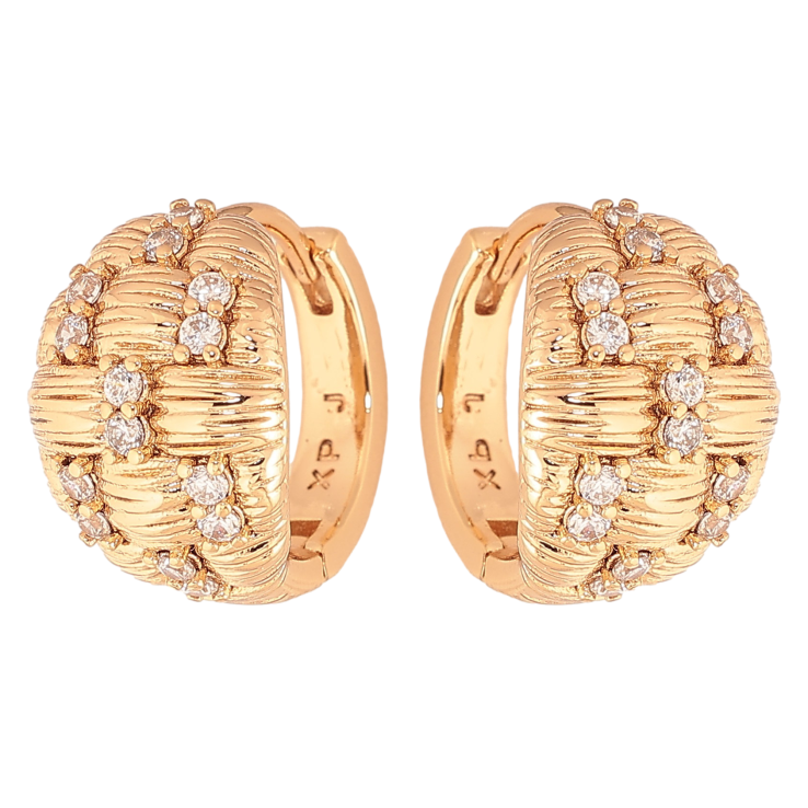 Сережки Xuping колір Позолота 18K колечка "Візерунок з кристалами" фото №20