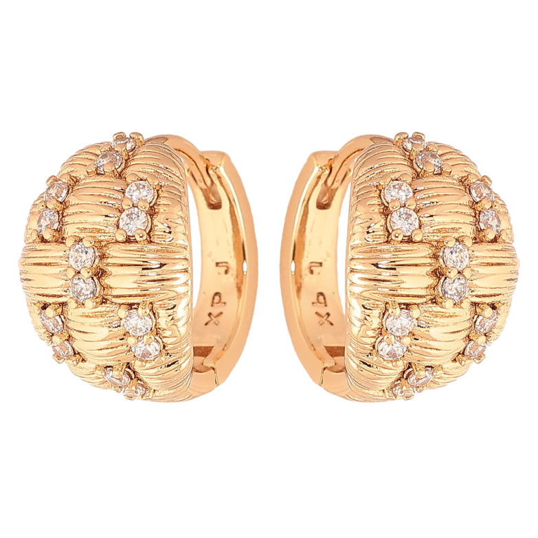 Сережки Xuping колір Позолота 18K колечка "Візерунок з кристалами" фото №1