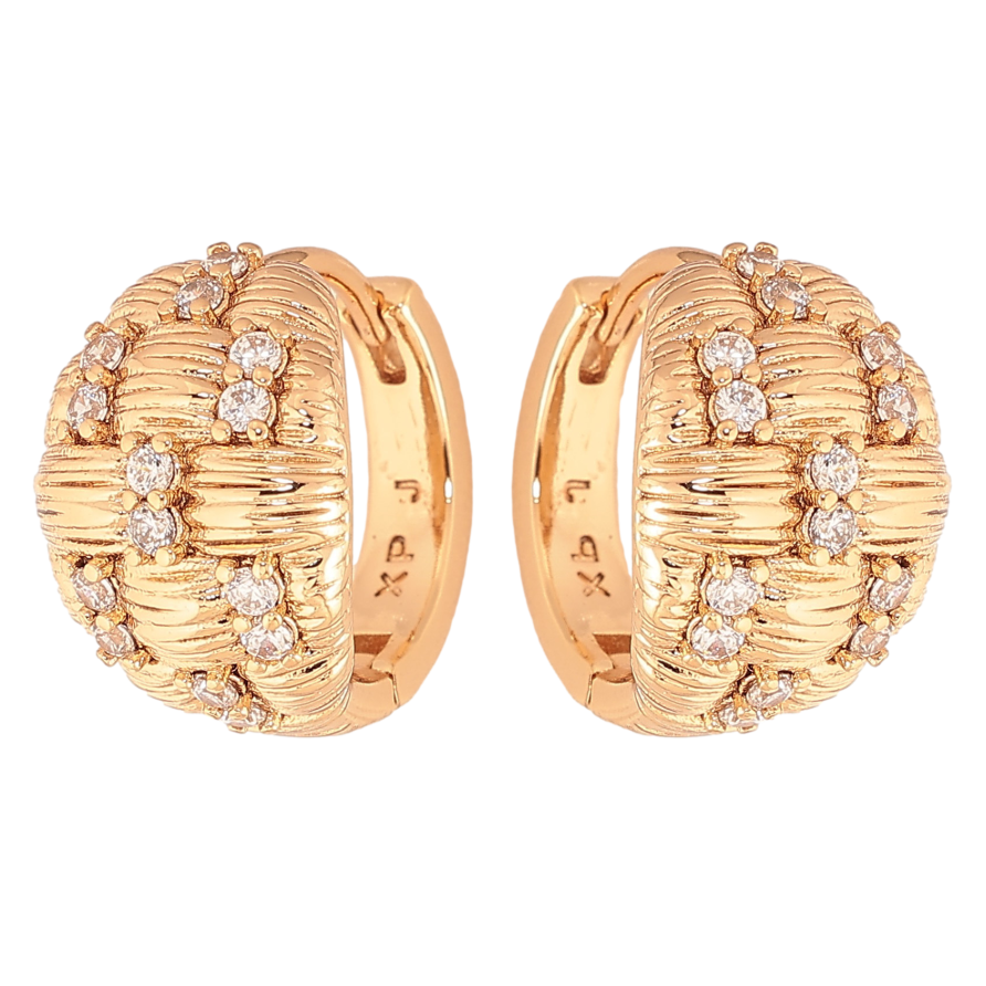 Сережки Xuping колір Позолота 18K колечка "Візерунок з кристалами" фото №1