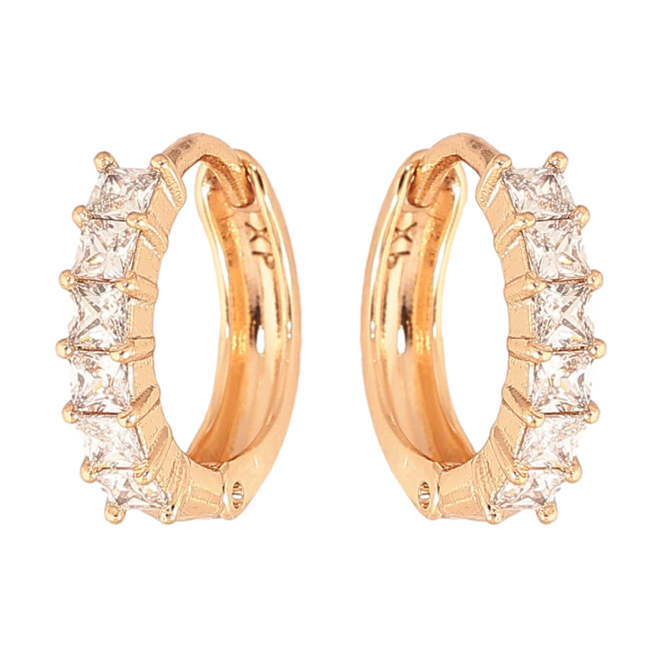 Серьги Xuping цвет Позолота 18K колечки "Дорожки кристаллов" фото №24