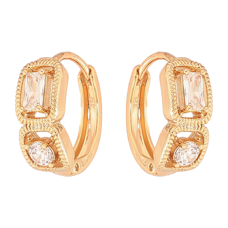 Серьги Xuping цвет Позолота 18К колечки "Узор с кристаллами" фото №5