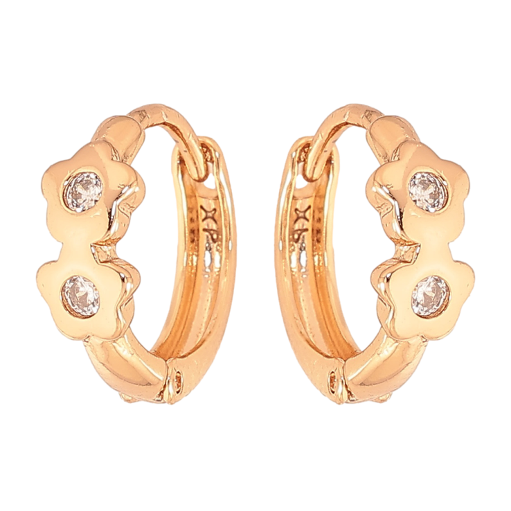 Сережки Xuping колір Позолота 18К колечка "Квіточки з кристалами" фото №11