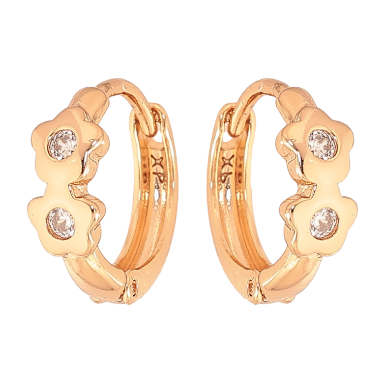 Серьги Xuping цвет Позолота 18К колечки "Цветочки с кристаллами" фото №1