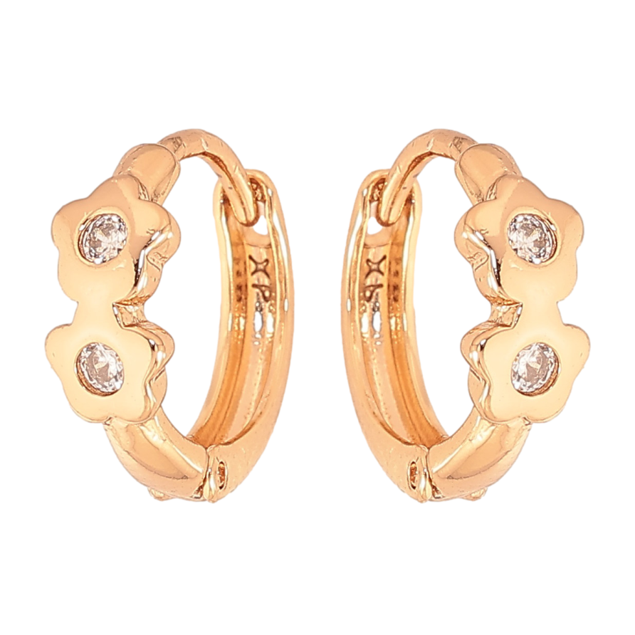 Сережки Xuping колір Позолота 18К колечка "Квіточки з кристалами" фото №1