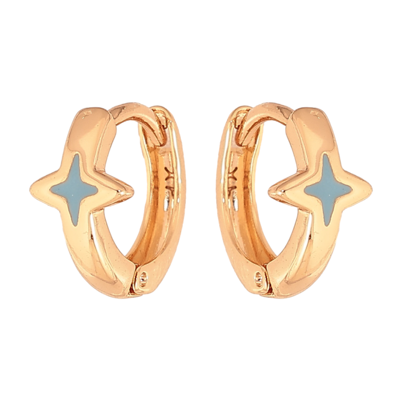 Сережки Xuping колір Позолота 18К колечка "Зірки з блакитною емаллю" фото №1